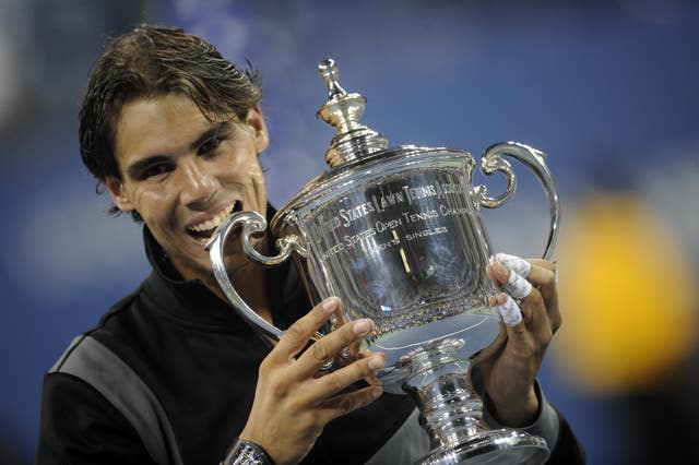 Rafael Nadal celebrates winning the US Open