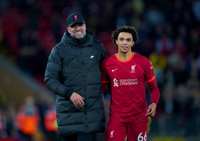 Liverpool manager Jurgen Klopp and Trent Alexander-Arnold