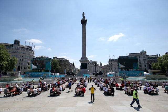 Fans watch England v Croatia in Trafalgar Square
