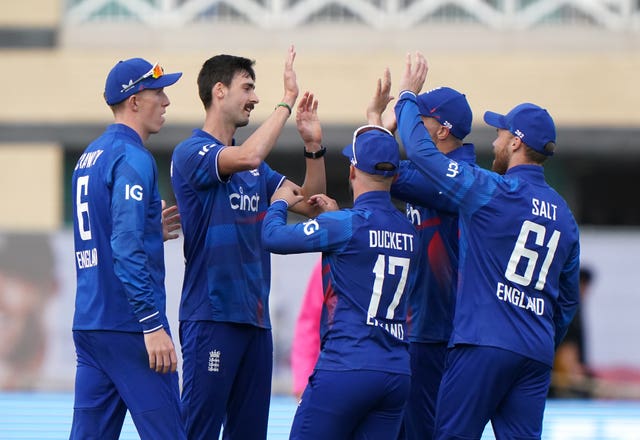 England players celebrate in an ODI