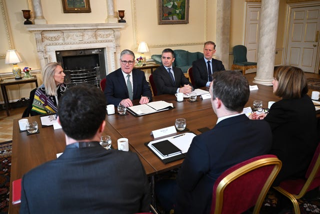 Keir Starmer sitting at a table with social media company representatives in No 10