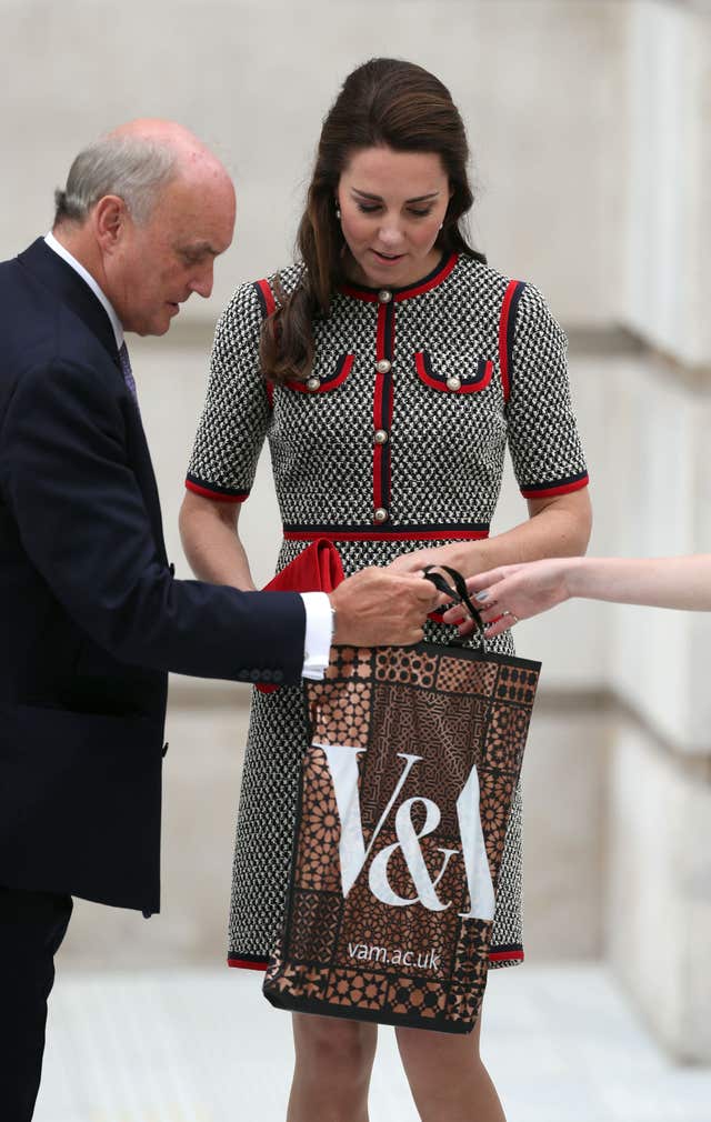 The Duchess of Cambridge visited the V&A to open the Exhibition Road quarter in June 2017 (Andrew Matthews/PA)