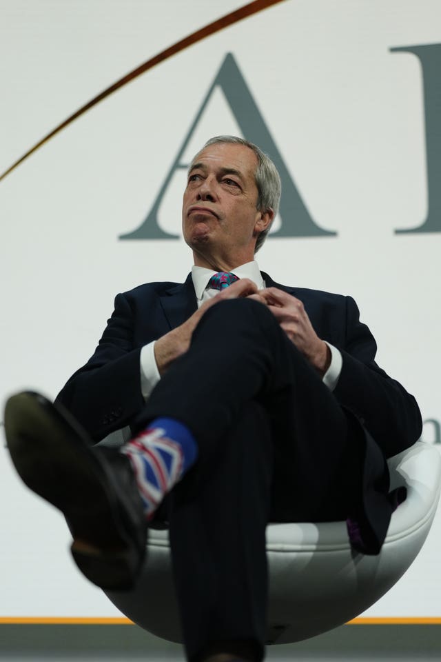 Reform UK leader Nigel Farage at Tuesday's Alliance for Responsible Citizenship conference