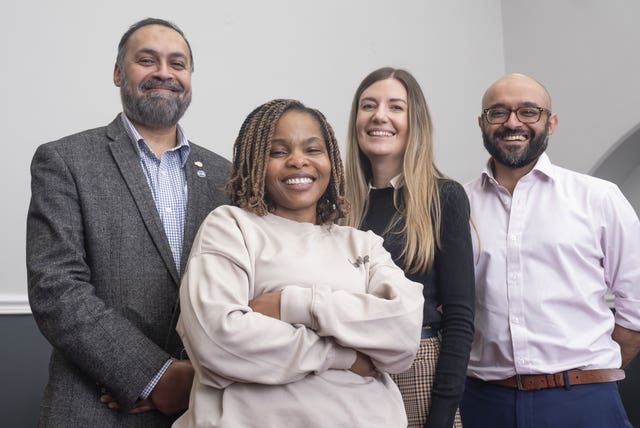 Consultant neurosurgeon Asim Sheikh, Ruvimbo Kaviya, biomedical engineer Lisa Ferrie and facial surgeon Jiten Parmar 