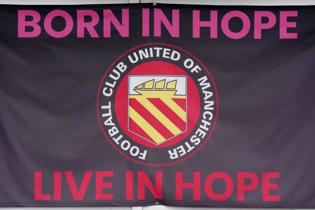 FC United of Manchester banner reading 'Born in Hope. Live in Hope'v Stockton Town – Northern Premier League Premier Division – Broadhurst Park