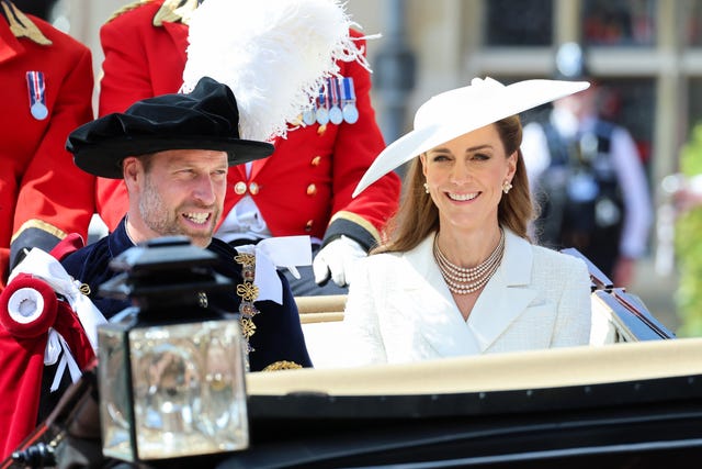 The Prince and Princess of Wales depart the annual Order of the Garter Service at St George’s Chapel, Windsor Castle