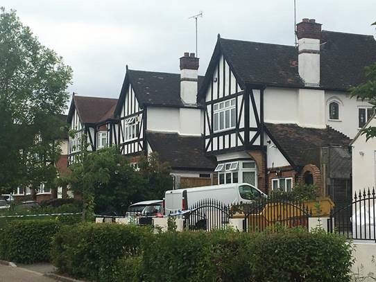 The scene on Malvern Drive in Woodford Green 