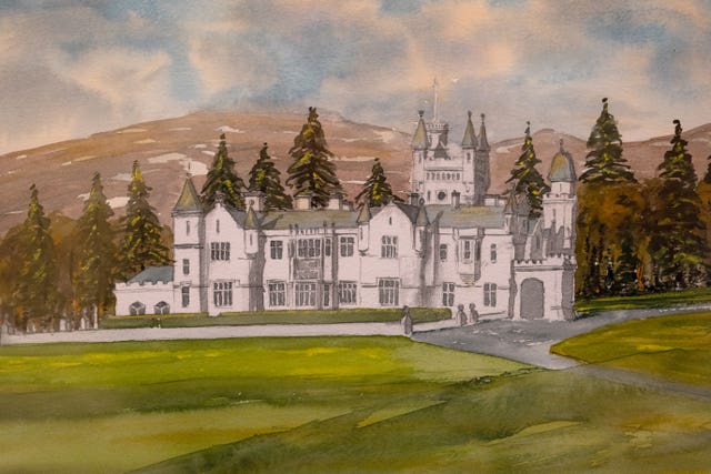 A picture of Balmoral Castle painted by King Charles