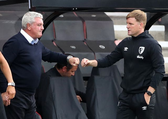 Eddie Howe, right, replaces Steve Bruce as Newcastle boss