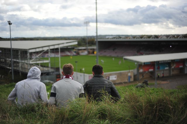 Northampton fans watching from outside the ground