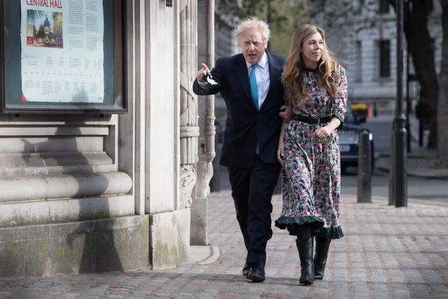 Prime Minister Boris Johnson and his fiancee Carrie Symonds