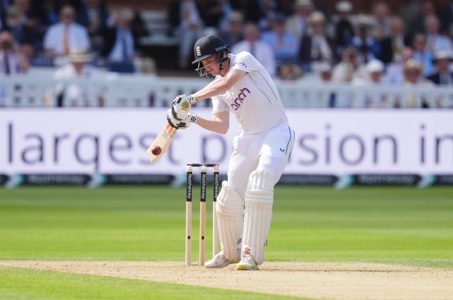 Harry Brook batting for England