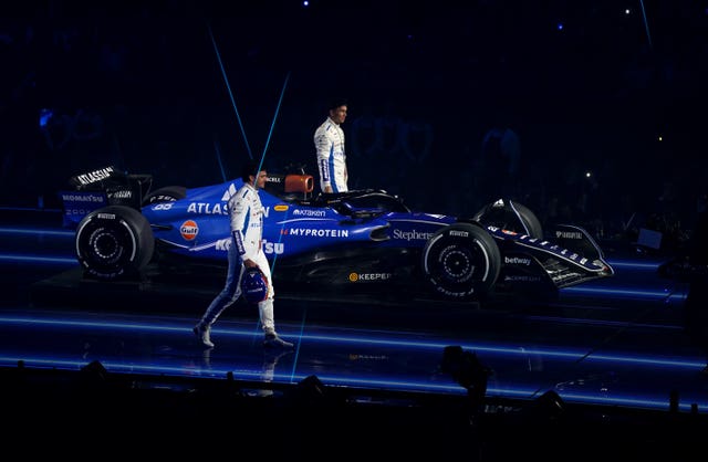 Williams drivers Alex Albon and Carlos Sainz during the F1 75 Live launch event at The O2