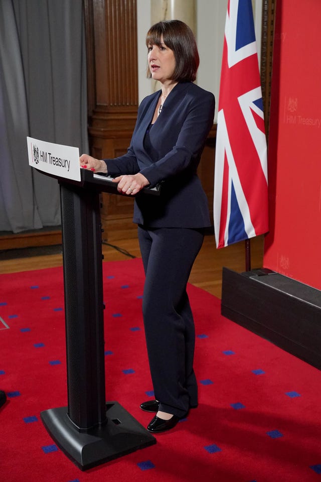 Chancellor Rachel Reeves giving a speech at the Treasury in London to an audience of leading business figures and senior stakeholders, announcing the first steps the new Government will be taking to deliver economic growth 