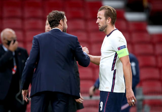 Southgate, left, is pleased at how Kane leads the England squad