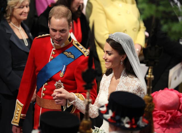 When the Duke and Duchess of Cambridge married, William chose not to wear a wedding ring while Kate did. (Adrian Dennis/PA)