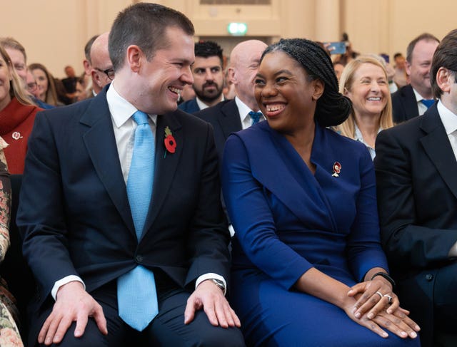 Robert Jenrick and Kemi Badenoch after the leadership result was announced