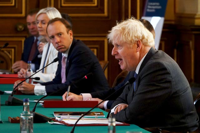 Boris Johnson with Matt Hancock (left)