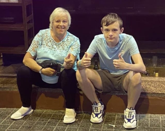 Mason Rist with his grandmother Gail 