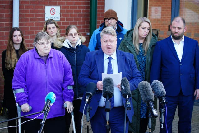 Patrick Maguire, a partner at law firm HCC who is representing the families of the Keyham victims, speaking to the media (Ben Birchall/PA)