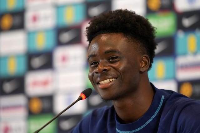 Bukayo Saka during an England press conference on Monday (Martin Rickett/PA).