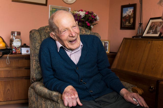 Alfred Smith, one of the UK’s oldest men, at his home in St Madoes in Perthshire (Andrew O’Brien/The Church of Scotland/PA)