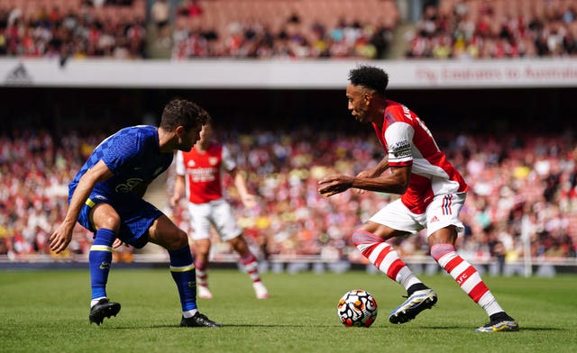 Pierre-Emerick Aubameyang (right) in action for Arsenal