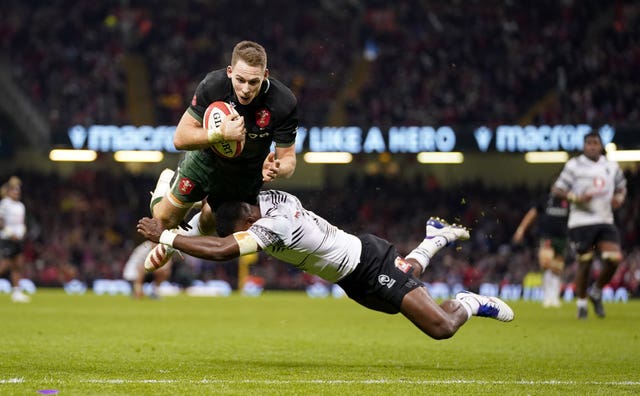 Liam Williams crosses the line for Wales against Fiji during the Autumn Nations Series in Cardiff. The hosts won the match 38-23