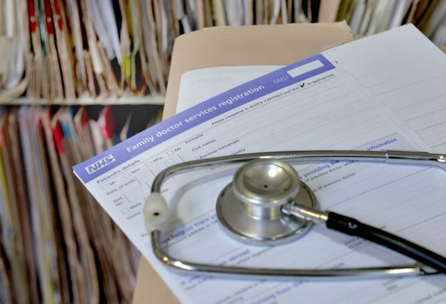 Generic file photo dated 10/09/14 of a registration form and a stethoscope at GP surgery