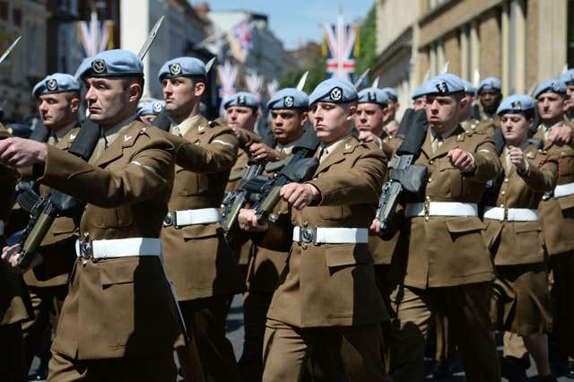 Members of the military paraded around Windsor and up The Long Walk  (Kirsty O'Connor/PA)