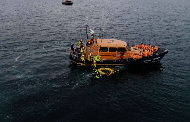 A recent rescue, by Dover RNLI's lifeboat crew, of migrants crossing the English Channel