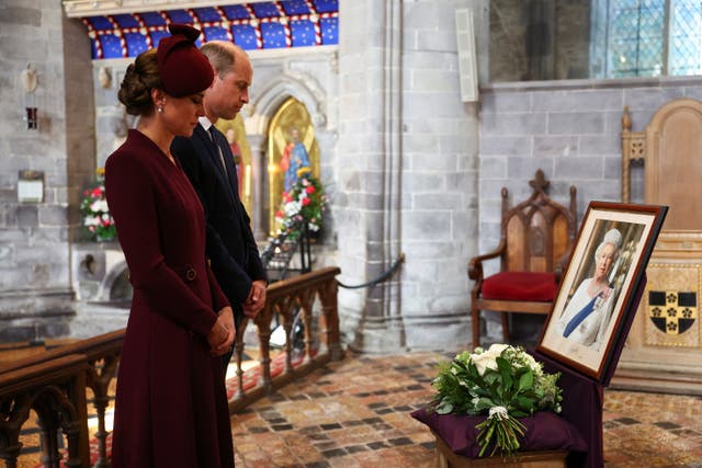 The Prince and Princess of Wales attend a service at St Davids Cathedral, Haverfordwest, Pembrokeshire, West Wales 