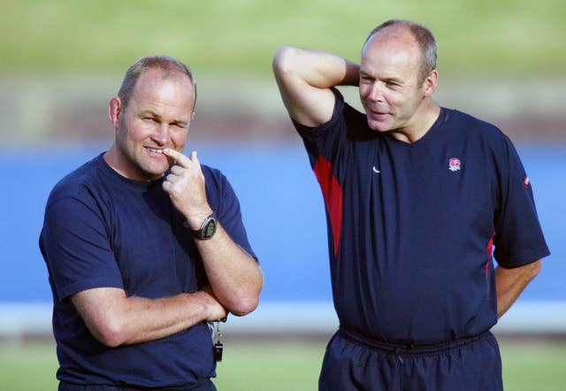 Andy Robinson (left) succeeded Clive Woodward (right) as England head coach