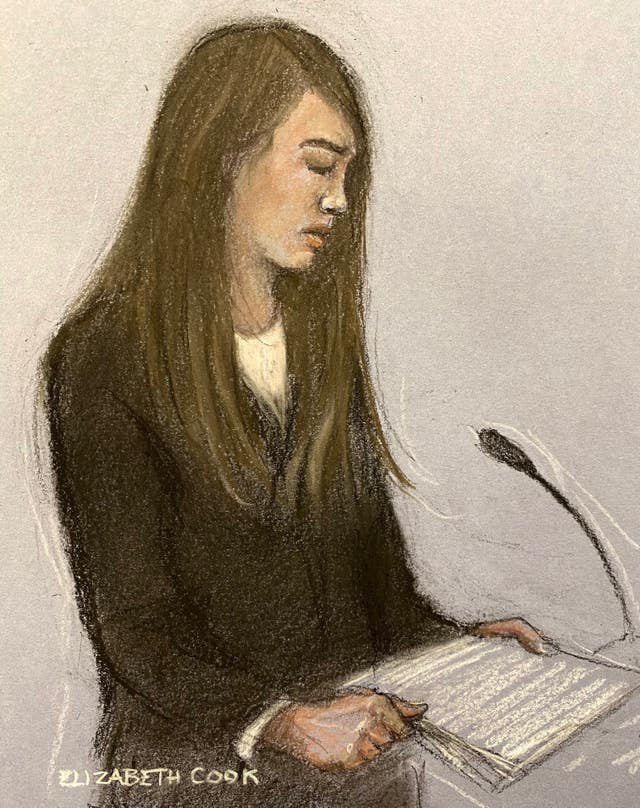 Court artist sketch of Amy Hunt giving her victim impact statement