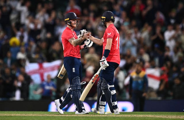 England’s Chris Woakes (right) and Ben Stokes celebrate after the T20 World Cup victory over Sri Lanka (Dam Himbrechts/PA).