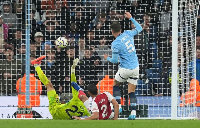 John Stones fires Manchester City's equaliser into the roof of the net