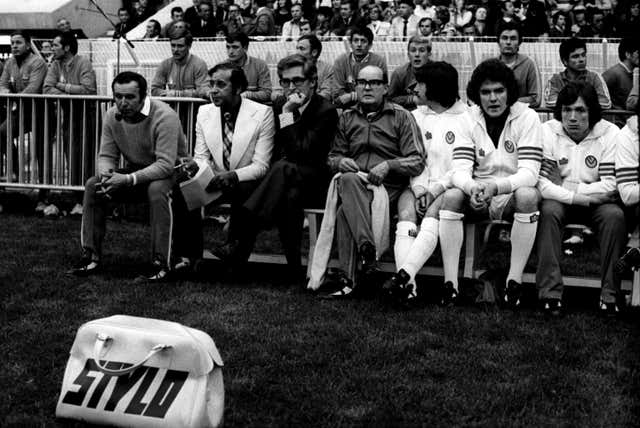 After his playing career, Jimmy Armfield, left, managed Leeds to the European Cup final in 1975.