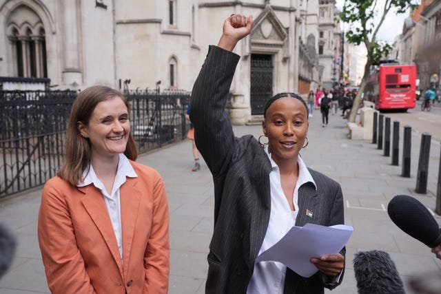 Ella Janneh (right) with her solicitor, Catriona Rubens (Lucy North/PA)