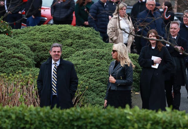 Kevin Bakhurst, director general of RTE, and Miriam O’Callaghan, following the funeral 