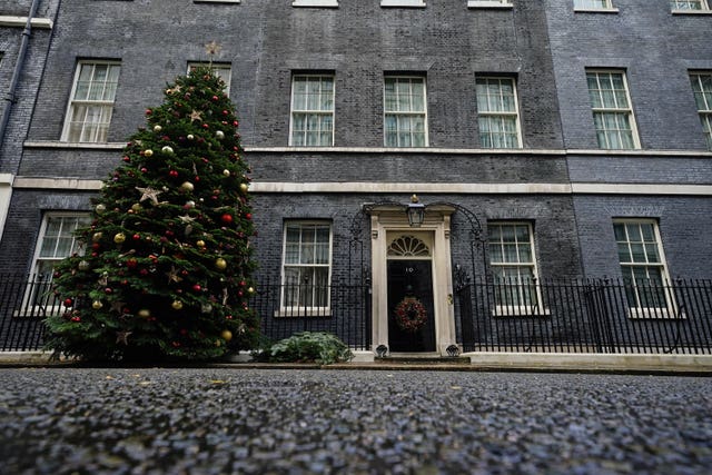 A Christmas tree outside 10 Downing Street, Westminster (Aaron Chown/PA)