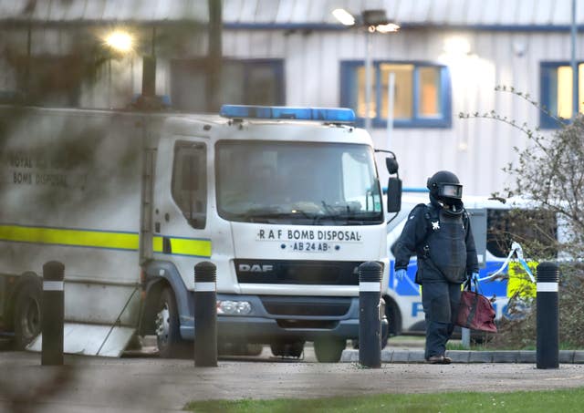 A member of the RAF bomb disposal unit at HM Prison Peterborough (Joe Giddens/PA)