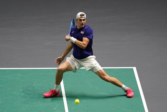 Jack Draper strikes a forehand in his win over Thanasi Kokkinakis 