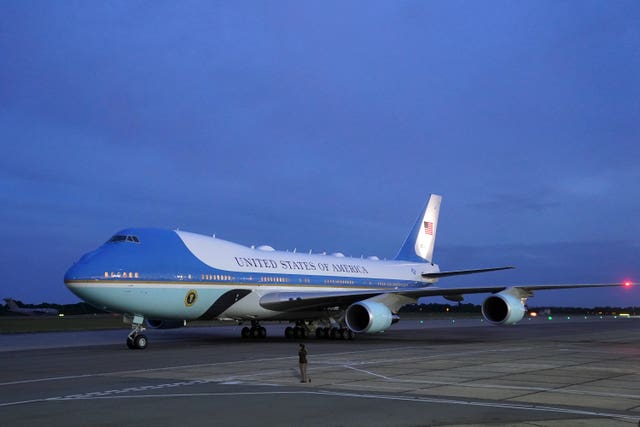 Air Force One at Stansted Airport (Joe Giddens/PA)