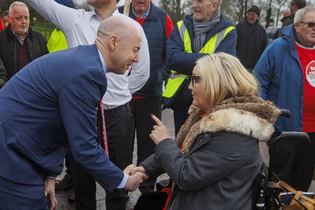 Save Our Acute Services campaigners speaking to UUP leader Jon Burrows