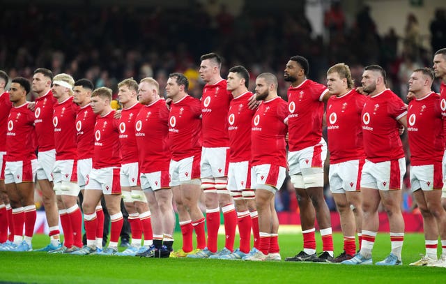 Wales line up before the Autumn international match against Fiji at Principality Stadium