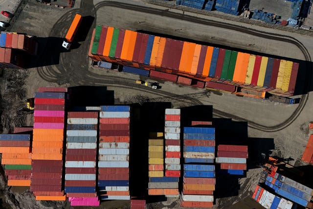 Hundreds of shipping containers 
