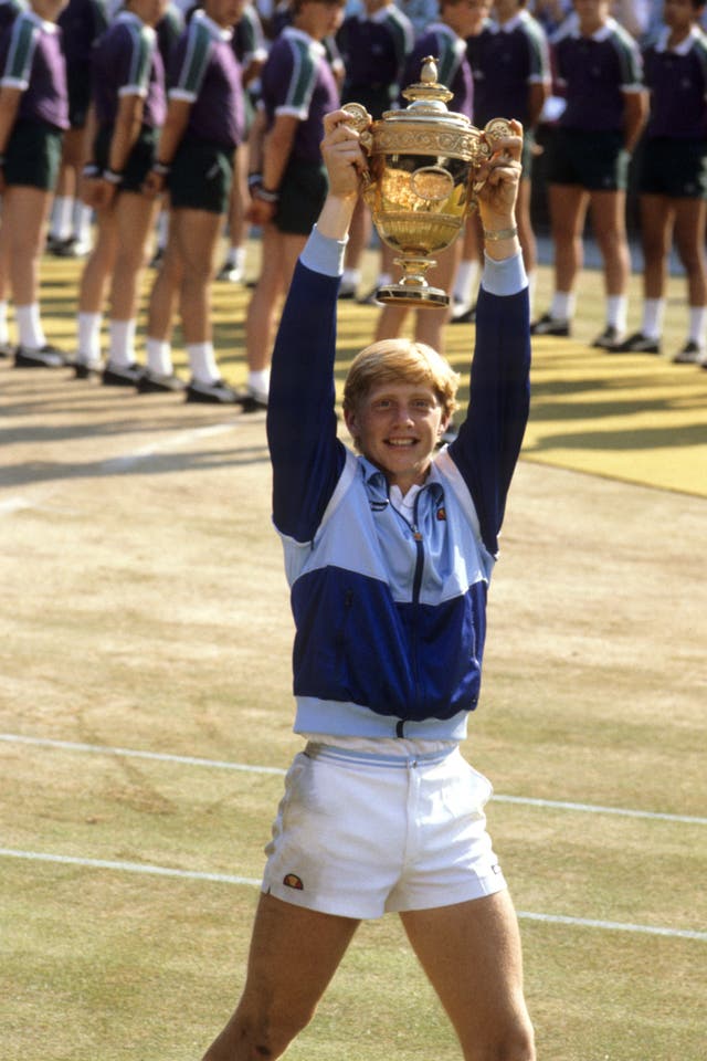 Boris Becker lifts the trophy in 1985