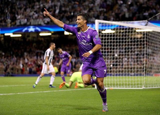 Cristiano Ronaldo celebrates after scoring for Real Madrid against Juventus in the 2017 Champions League final