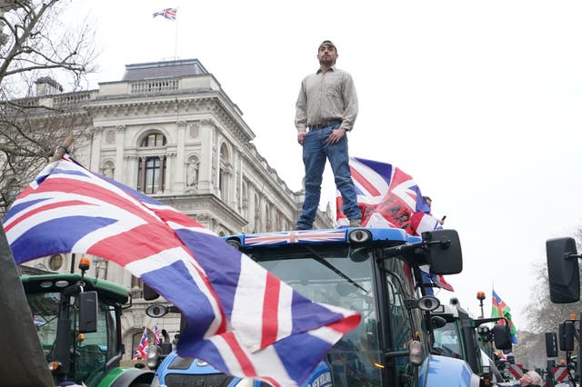 Farmers protest with their tractors