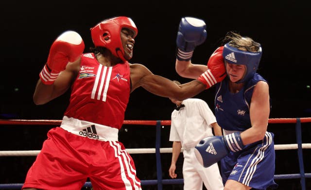 Adams, left, beat Lynsey Holdaway in the final of the Great Britain Amateur Boxing Championships in Liverpool in 2010